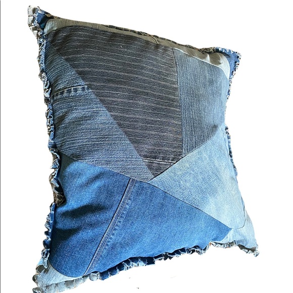 Sold!!!!OOAK Vintage 80’s Home Collection Denim Blue Jean Pillow Pocket Quilted - Picture 6 of 6